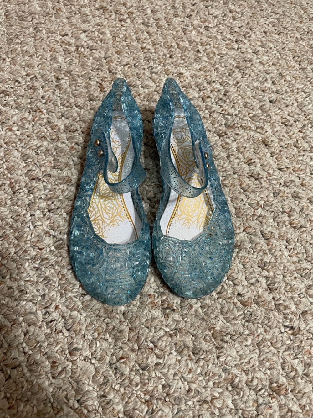 Girls Jelly Sparkling Light Blue Flats with Mary Jane Strap